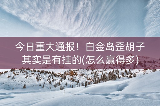 今日重大通报！白金岛歪胡子其实是有挂的(怎么赢得多)