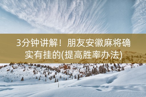 3分钟讲解！朋友安徽麻将确实有挂的(提高胜率办法)