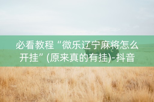 必看教程“微乐辽宁麻将怎么开挂”(原来真的有挂)-抖音