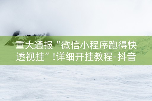 重大通报“微信小程序跑得快透视挂”!详细开挂教程-抖音