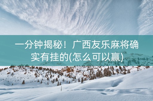 一分钟揭秘！广西友乐麻将确实有挂的(怎么可以赢)
