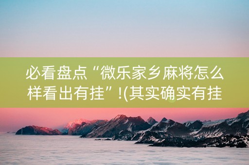 必看盘点“微乐家乡麻将怎么样看出有挂”!(其实确实有挂)-抖音