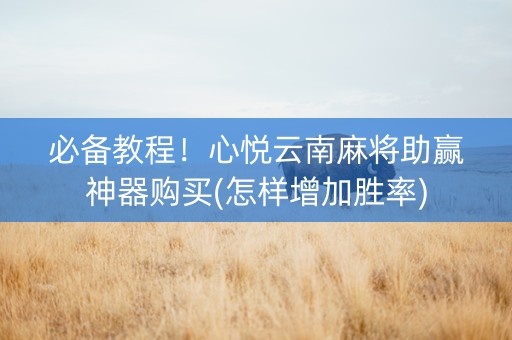 必备教程！心悦云南麻将助赢神器购买(怎样增加胜率)