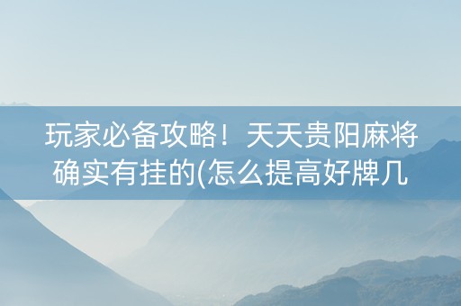 玩家必备攻略！天天贵阳麻将确实有挂的(怎么提高好牌几率)