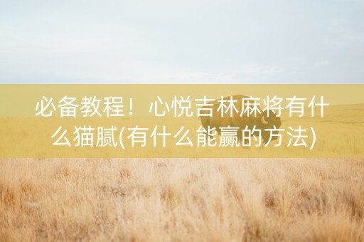 必备教程！心悦吉林麻将有什么猫腻(有什么能赢的方法)