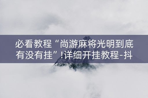 必看教程“尚游麻将光明到底有没有挂”!详细开挂教程-抖音