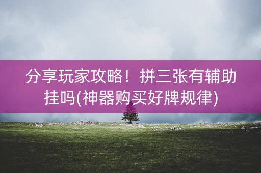 分享玩家攻略！拼三张有辅助挂吗(神器购买好牌规律)