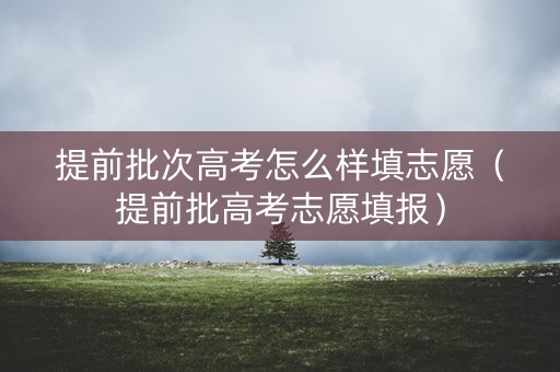 提前批次高考怎么样填志愿（提前批高考志愿填报）