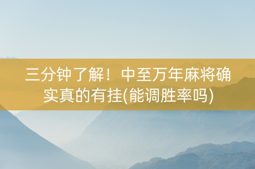 三分钟了解！中至万年麻将确实真的有挂(能调胜率吗)