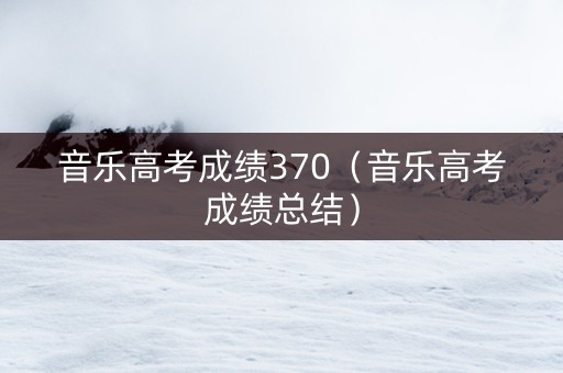 音乐高考成绩370（音乐高考成绩总结）