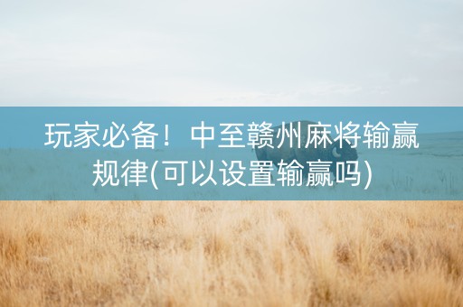 玩家必备！中至赣州麻将输赢规律(可以设置输赢吗)
