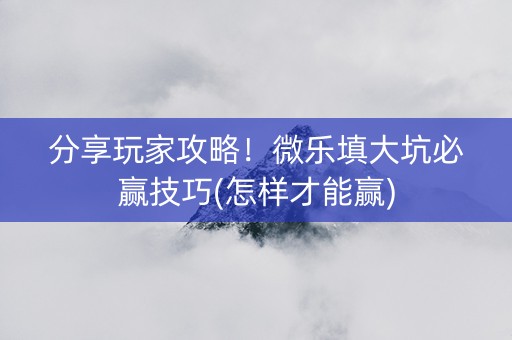 分享玩家攻略！微乐填大坑必赢技巧(怎样才能赢)