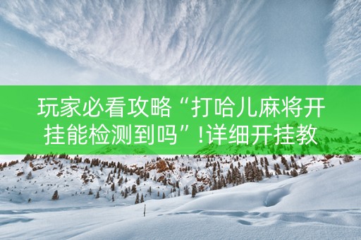玩家必看攻略“打哈儿麻将开挂能检测到吗”!详细开挂教程-抖音