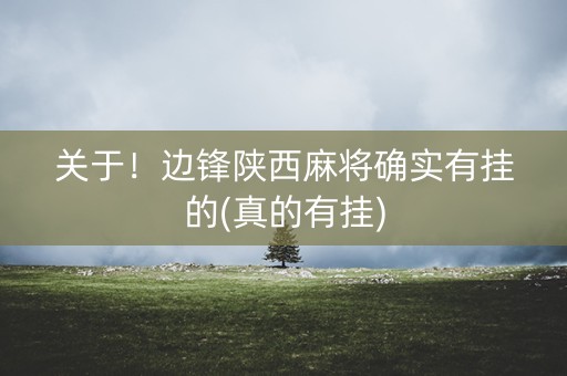 关于！边锋陕西麻将确实有挂的(真的有挂)