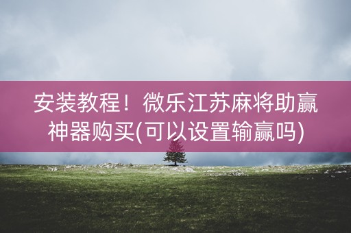 安装教程！微乐江苏麻将助赢神器购买(可以设置输赢吗)
