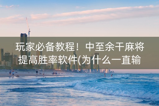 玩家必备教程！中至余干麻将提高胜率软件(为什么一直输)