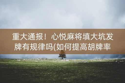 重大通报！心悦麻将填大坑发牌有规律吗(如何提高胡牌率)