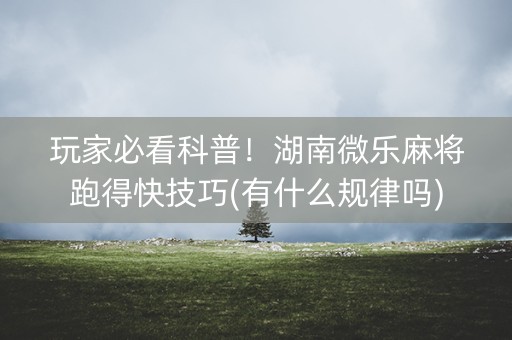 玩家必看科普！湖南微乐麻将跑得快技巧(有什么规律吗)