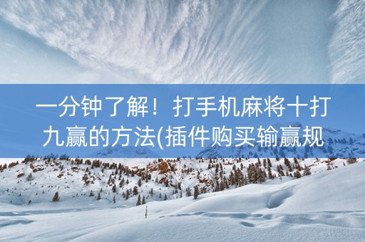 一分钟了解！打手机麻将十打九赢的方法(插件购买输赢规律)