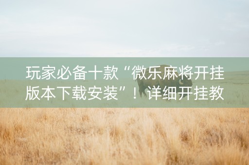 玩家必备十款“微乐麻将开挂版本下载安装”！详细开挂教程（确实真的有挂)-抖音