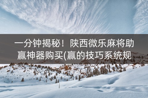 一分钟揭秘！陕西微乐麻将助赢神器购买(赢的技巧系统规律)
