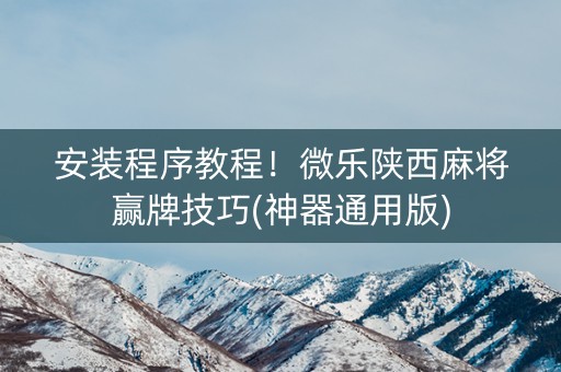安装程序教程！微乐陕西麻将赢牌技巧(神器通用版)