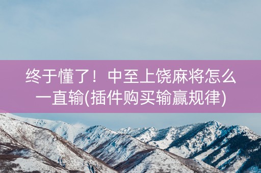 终于懂了！中至上饶麻将怎么一直输(插件购买输赢规律)