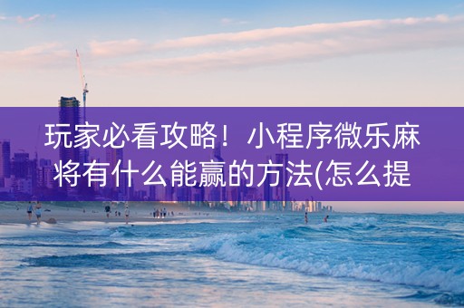 玩家必看攻略！小程序微乐麻将有什么能赢的方法(怎么提高好牌率)