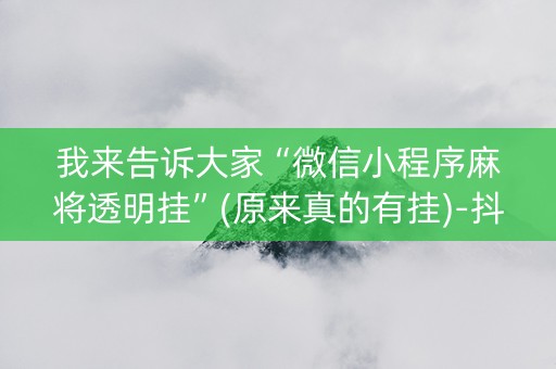 我来告诉大家“微信小程序麻将透明挂”(原来真的有挂)-抖音