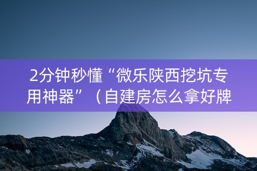 2分钟秒懂“微乐陕西挖坑专用神器”（自建房怎么拿好牌)
