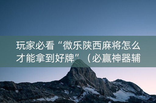 玩家必看“微乐陕西麻将怎么才能拿到好牌”（必赢神器辅助器)