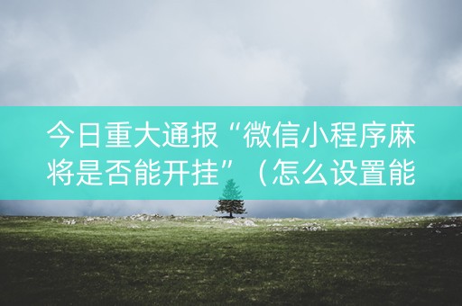 今日重大通报“微信小程序麻将是否能开挂”（怎么设置能有好牌)