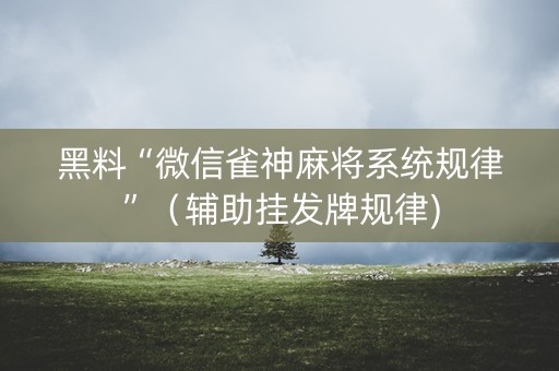 黑料“微信雀神麻将系统规律”（辅助挂发牌规律)