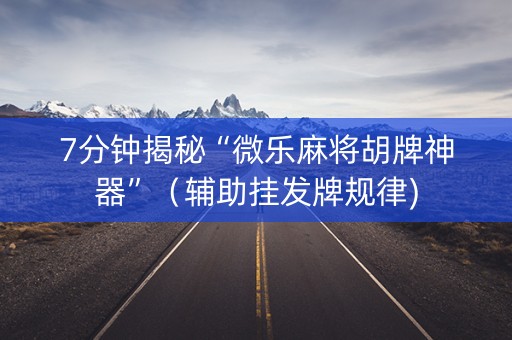 7分钟揭秘“微乐麻将胡牌神器”（辅助挂发牌规律)