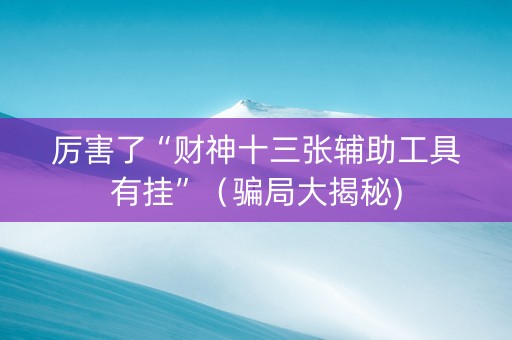 厉害了“财神十三张辅助工具有挂”（骗局大揭秘)