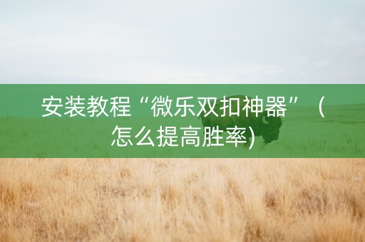 安装教程“微乐双扣神器”（怎么提高胜率)