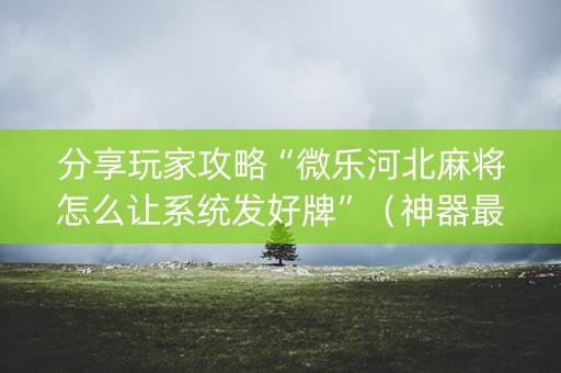 分享玩家攻略“微乐河北麻将怎么让系统发好牌”（神器最新免费)
