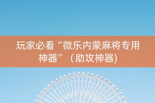 玩家必看“微乐内蒙麻将专用神器”（助攻神器)