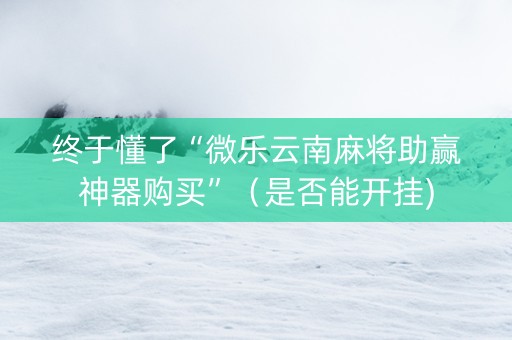 终于懂了“微乐云南麻将助赢神器购买”（是否能开挂)