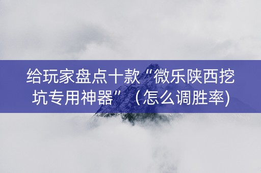 给玩家盘点十款“微乐陕西挖坑专用神器”（怎么调胜率)