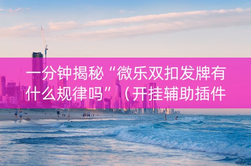 一分钟揭秘“微乐双扣发牌有什么规律吗”（开挂辅助插件)