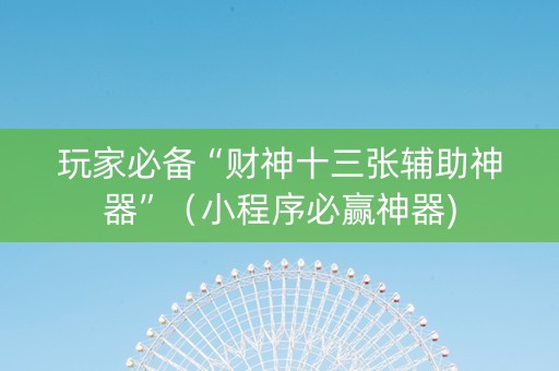 玩家必备“财神十三张辅助神器”（小程序必赢神器)