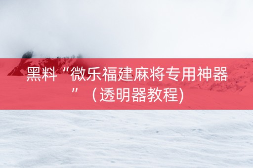 黑料“微乐福建麻将专用神器”（透明器教程)