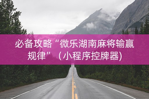 必备攻略“微乐湖南麻将输赢规律”（小程序控牌器)