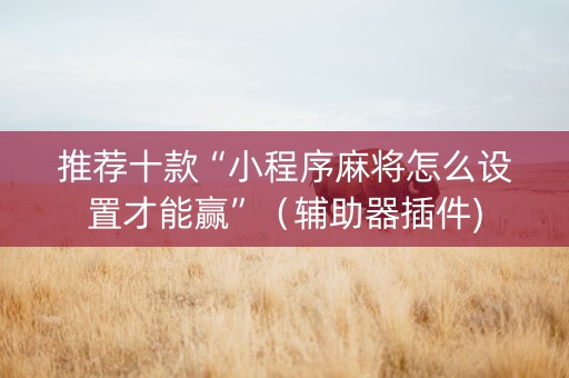 推荐十款“小程序麻将怎么设置才能赢”（辅助器插件)