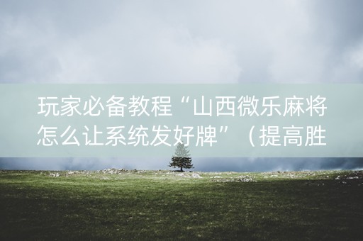 玩家必备教程“山西微乐麻将怎么让系统发好牌”（提高胜率软件)