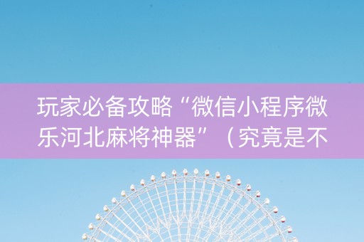 玩家必备攻略“微信小程序微乐河北麻将神器”（究竟是不是有挂)