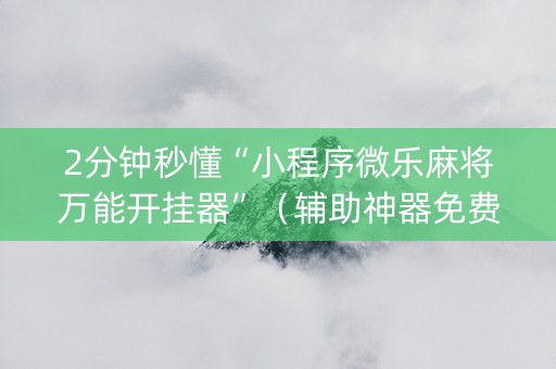 2分钟秒懂“小程序微乐麻将万能开挂器”（辅助神器免费)