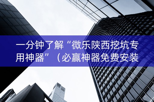一分钟了解“微乐陕西挖坑专用神器”（必赢神器免费安装)