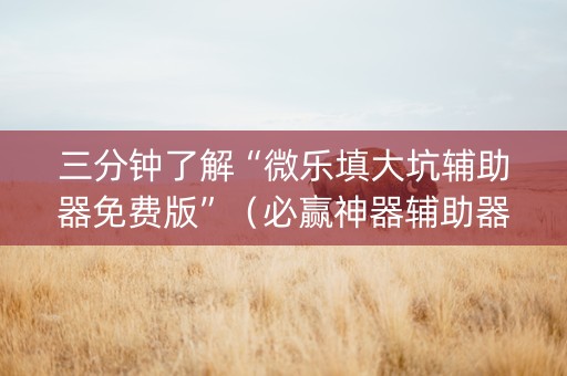 三分钟了解“微乐填大坑辅助器免费版”（必赢神器辅助器)